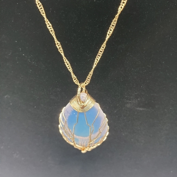 1262- Opalite Natural Stone Tree Of Life Necklace Handmade NWT - Picture 3 of 6